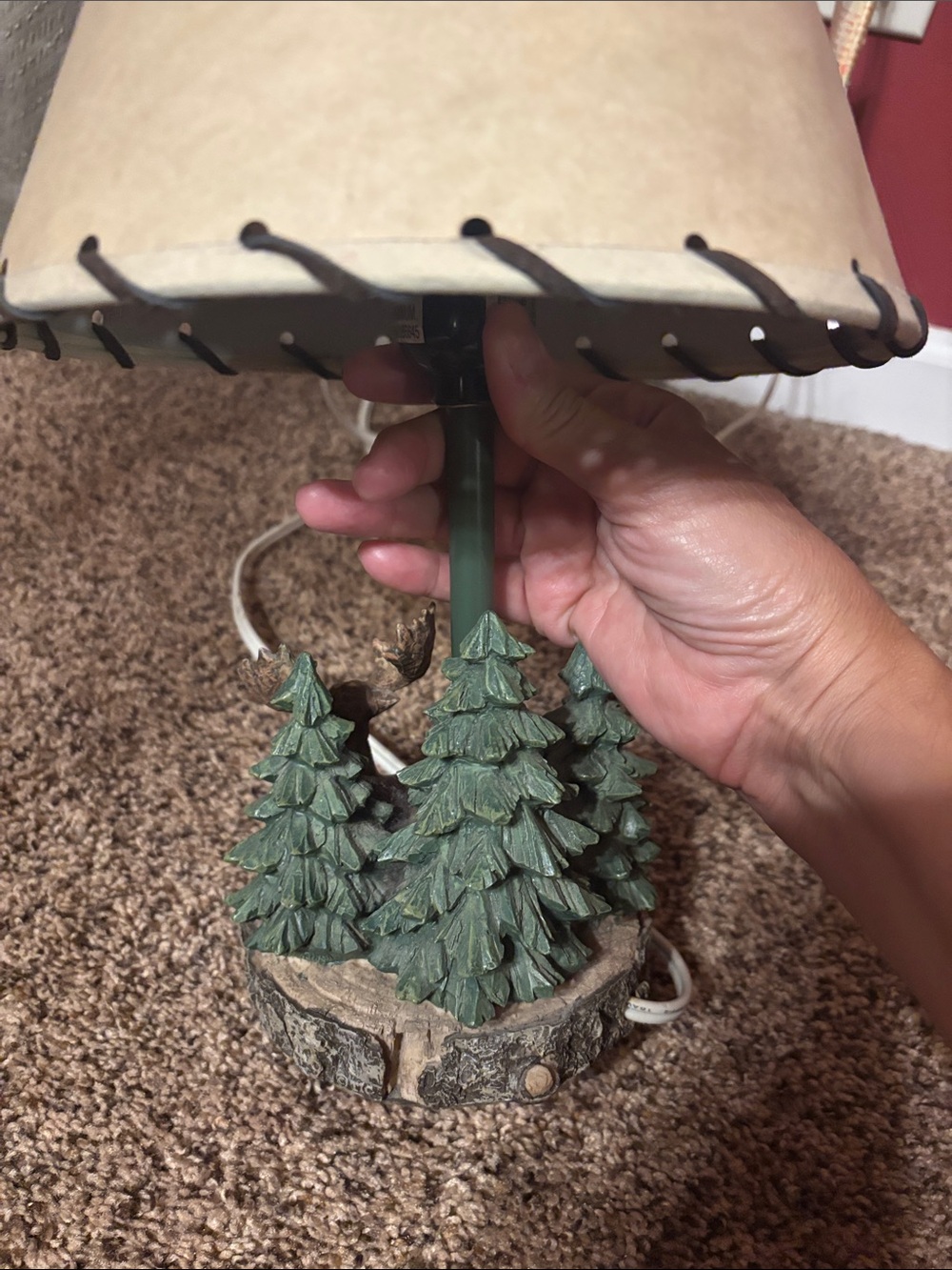 Rustic Moose Table Lamp - Brown and Green Accent - Picture 4 of 10